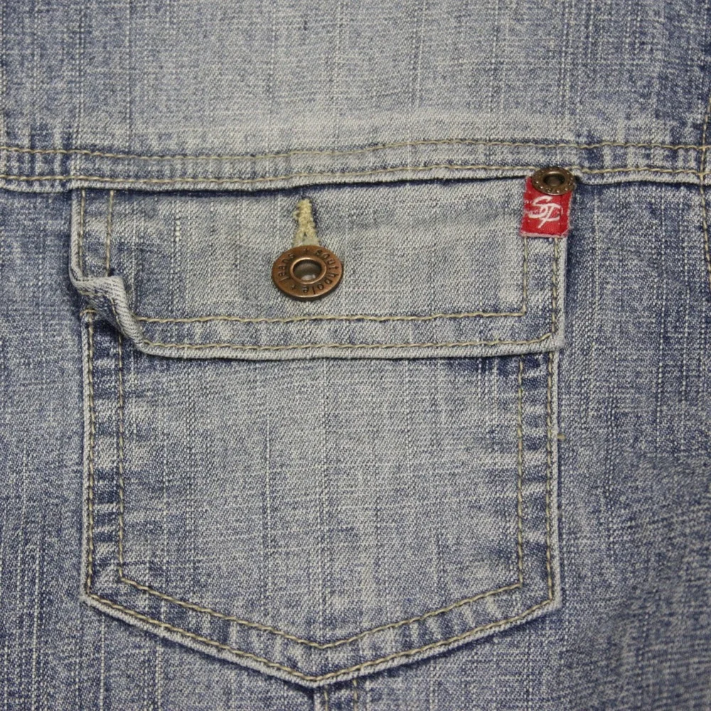 Southpole Juniors‎ Denim Jacket Light Wash Classic Button Front Size L